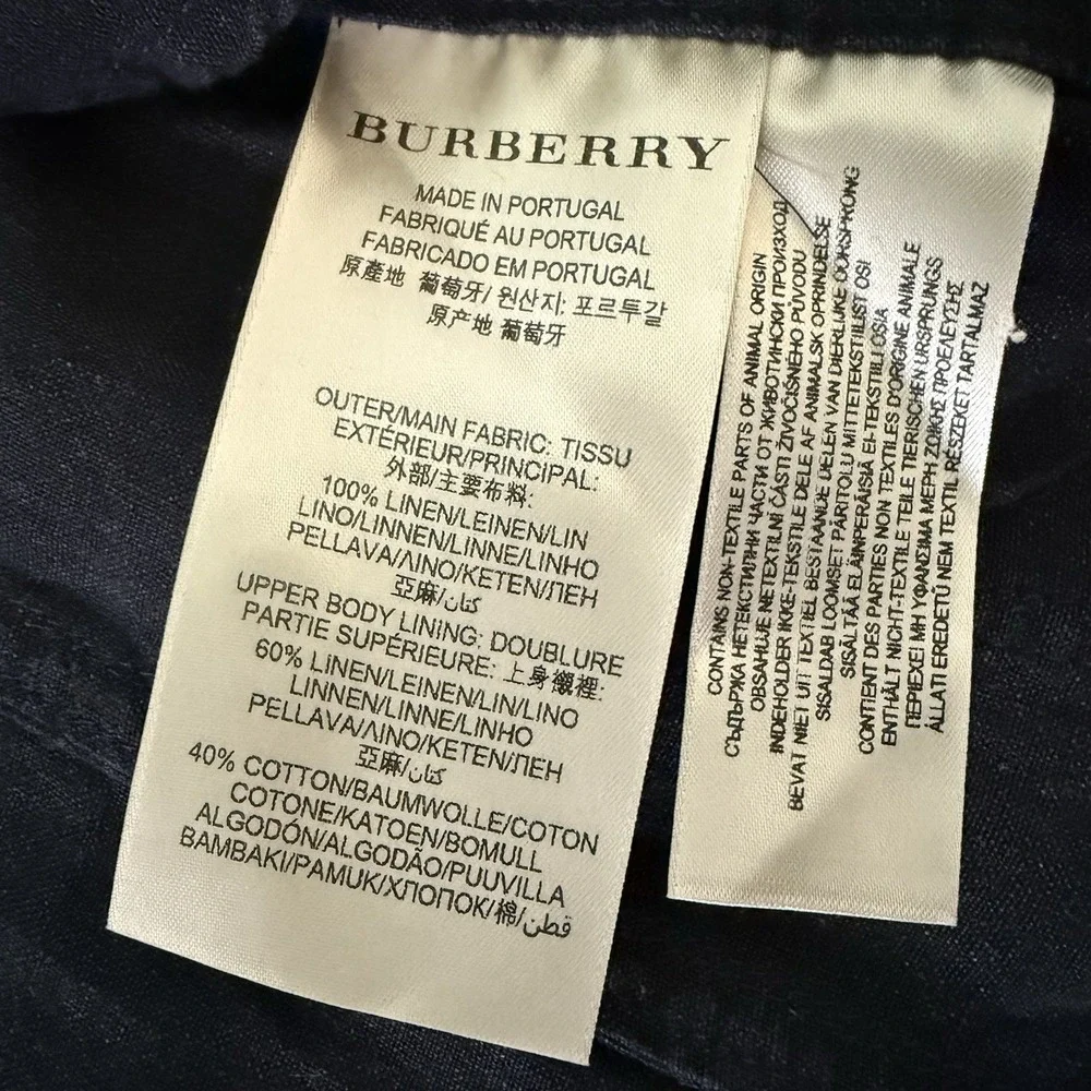 NEW Burberry Brit Linen Blend Casual Blazer Size 46 Navy‎ 2 Button Closure $895
